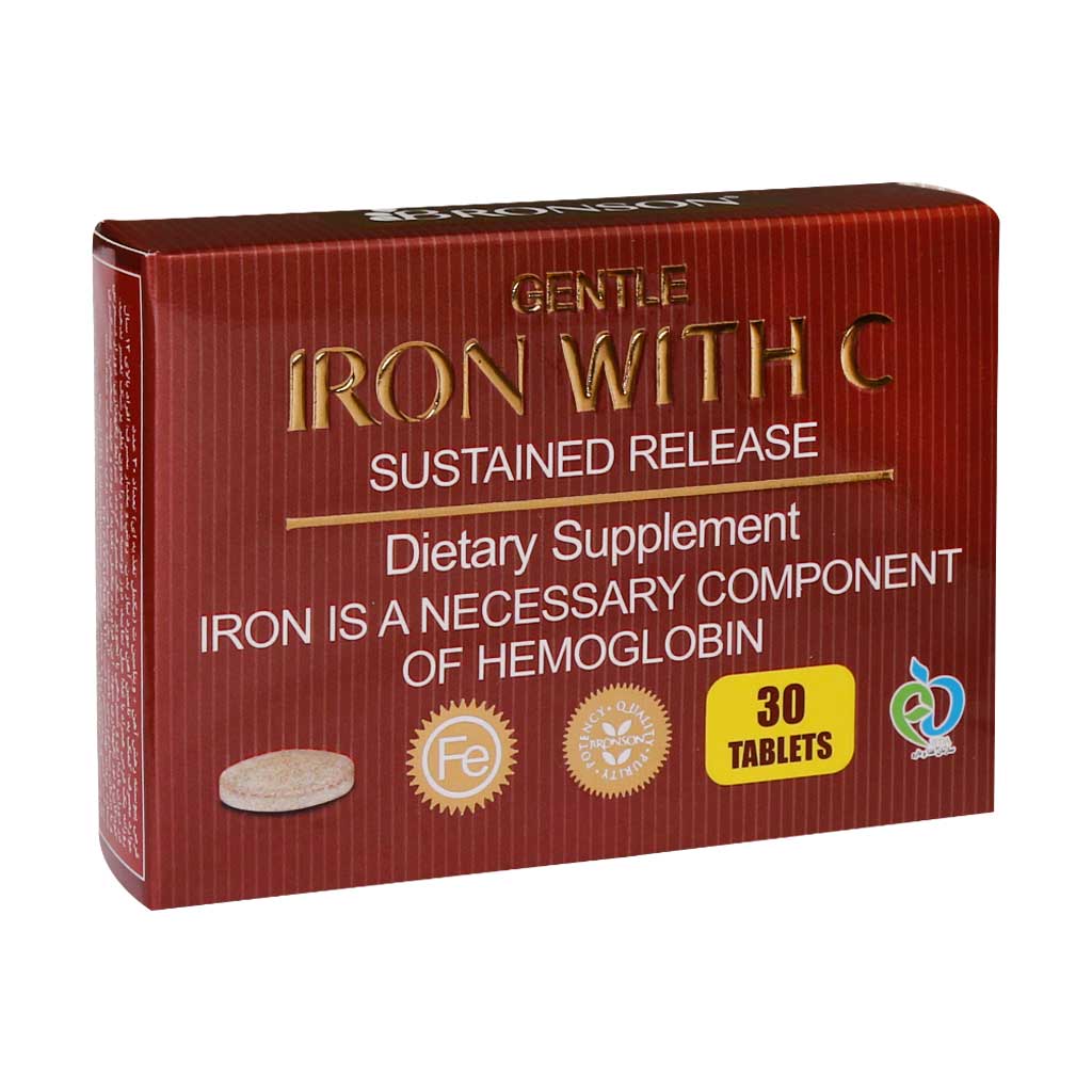 BRONSON-Iron-Vitamin-C-30-tablets قرص پیوسته رهش آهن و ویتامین سی - تصویر 1