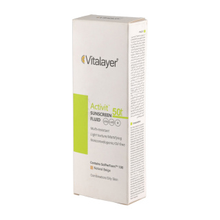 فلوئید ضد آفتاب رنگی ویتالیر مدل اکتیویت نچرال بژ حجم 50 میلی لیتر