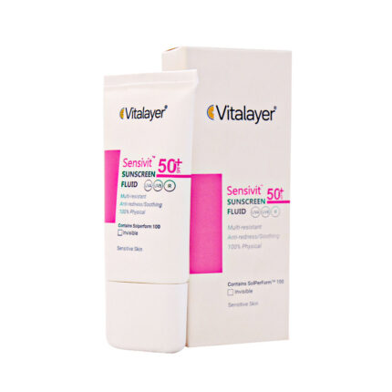 فلوئید ضد آفتاب سنسی ویت بی رنگ مناسب پوست حساس و آسیب دیده حجم 50 میل ویتالیر