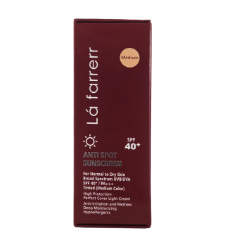 کرم ضد آفتاب و ضد لک رنگی لافارر مدل SPF40 مناسب پوست نرمال و خشک حجم 40 میلی لیتر