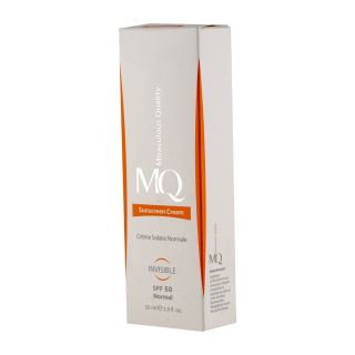 کرم ضد آفتاب بی رنگ ام کیو با SPF50 مناسب پوست نرمال و خشک حجم 55 میلی لیتر
