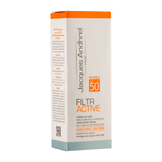 کرم ضد آفتاب بی رنگ ژاک آندرل پاریس SPF 50 مناسب پوست چرب و مستعد آکنه حجم 50 میلی لیتر